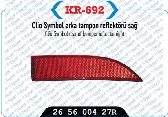 KAYA KR-692 Arka Tampon Reflektoru Sag Clio Symbol 13->